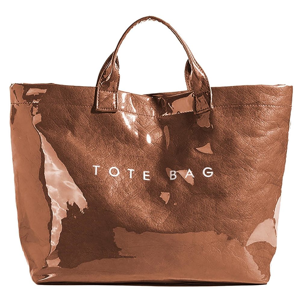 Kraft Paper Tote Bags With Pvc Surface Top-Handle Bag Vintage Clear :<